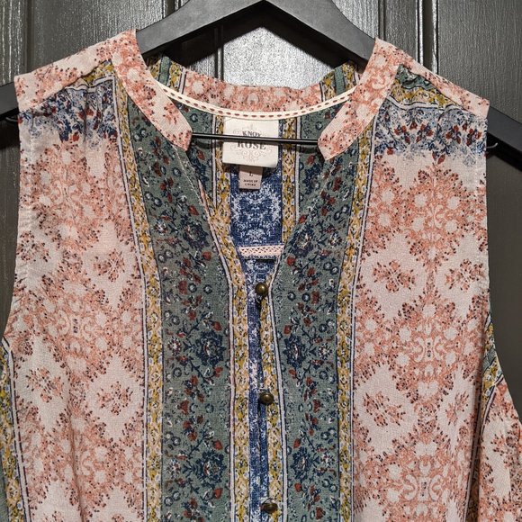 Knox Rose Sheer Multi-Colored Boho Sleeveless Top - Picture 3 of 8